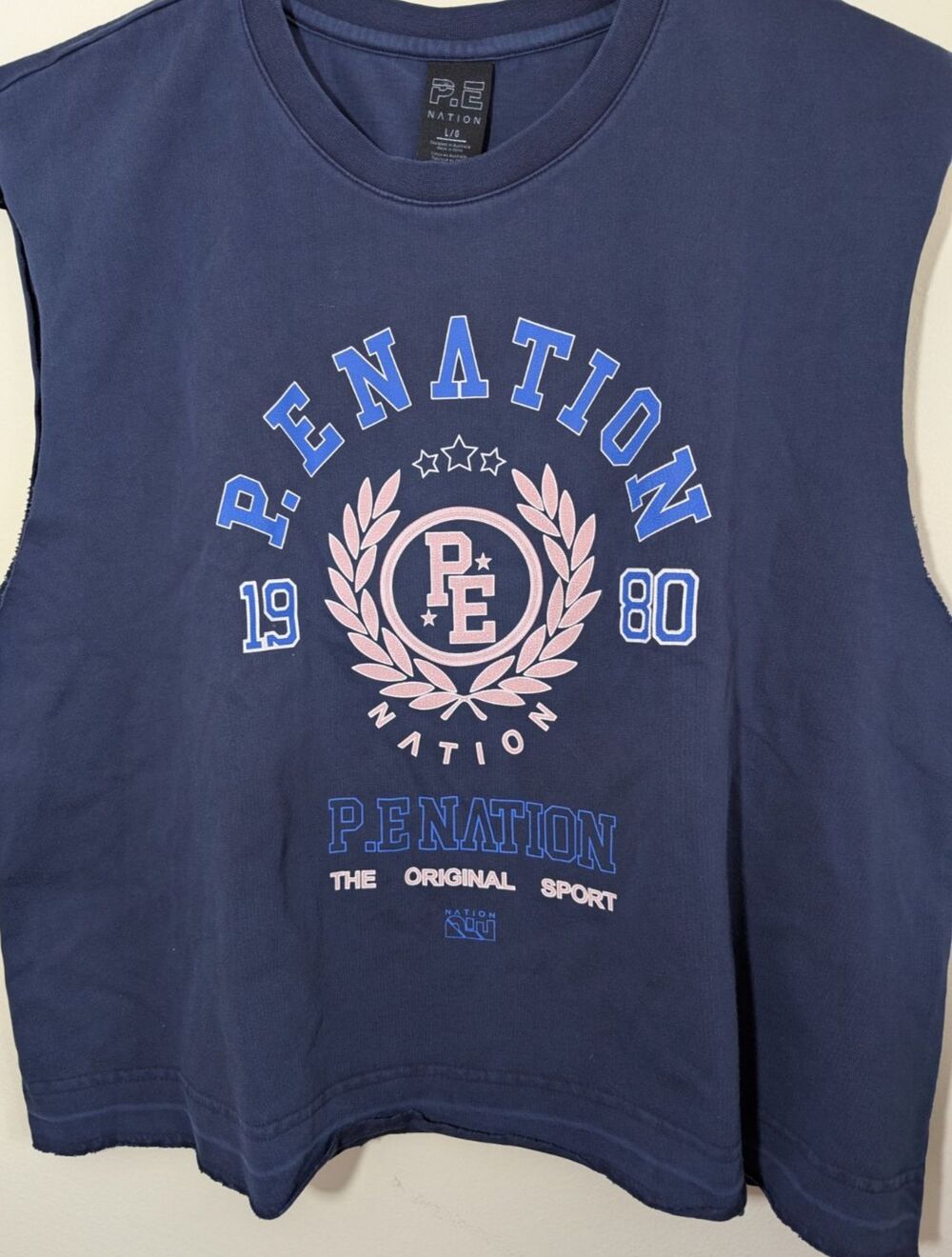 P.E Nation Women OVERLAND TANK IN PEACOAT Boxy Relaxed Fit Organic Cotton Large - Picture 9 of 13